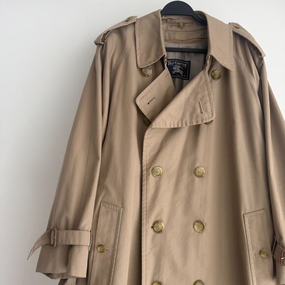 Burberry Vintage Trench Coat Men 44R Khaki Nova Check Wool Liner Belted Heritage - Picture 2 of 16